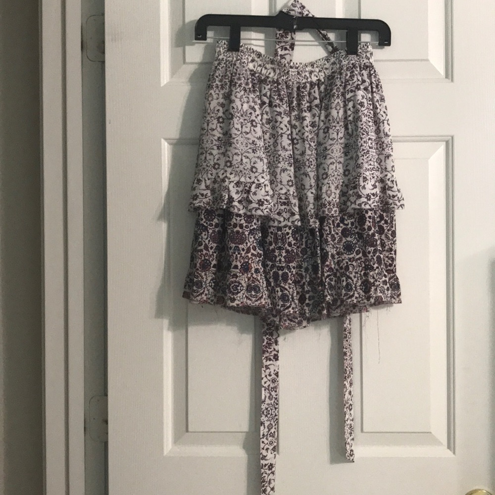 L’Agence Ruffled Floral Skirt w/belt